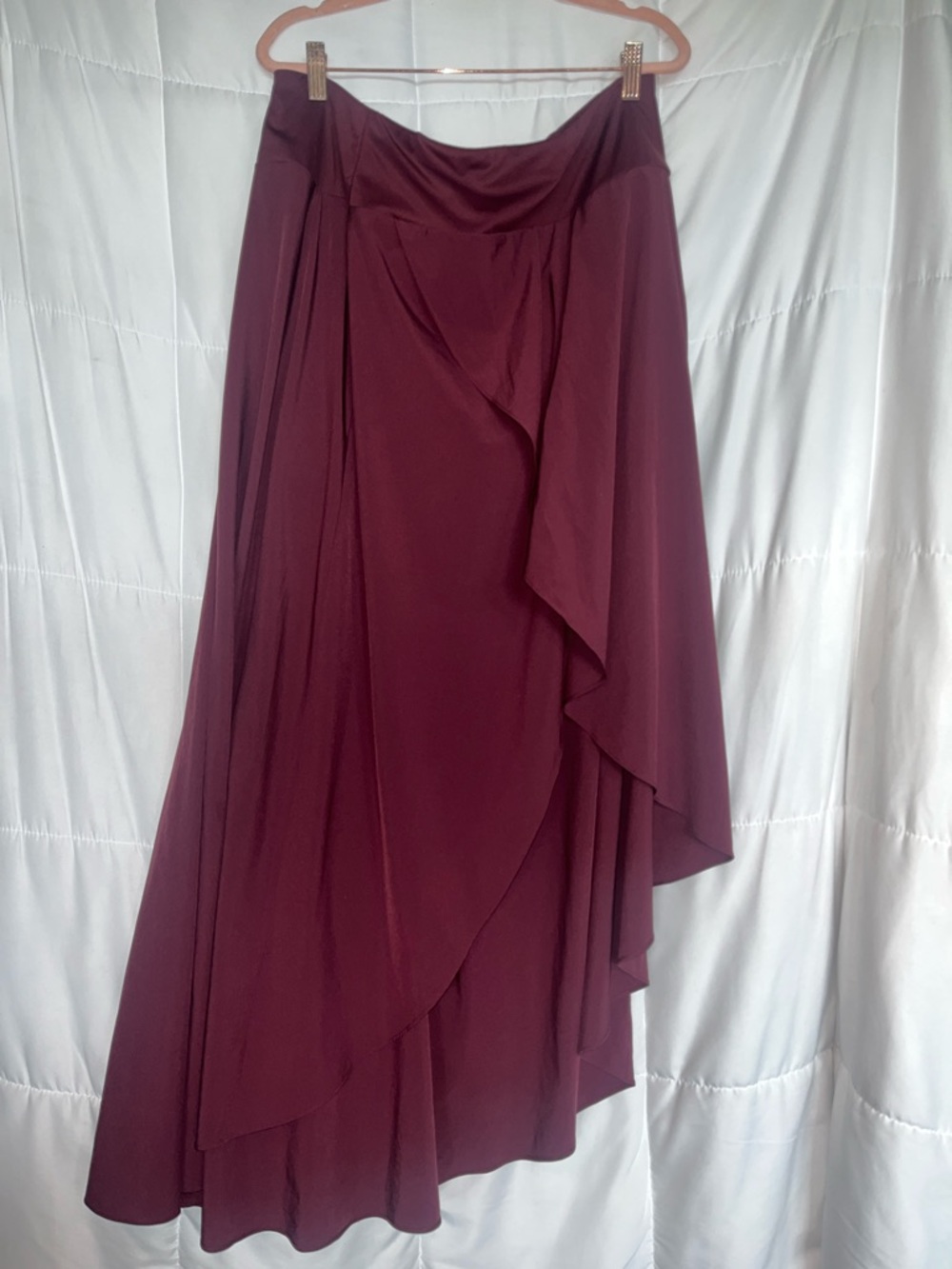 Halara Breezeful High Waisted Asymmetric Faux Wrap Maxi Skirt Burgundy 2X - Picture 2 of 10